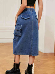 Drawstring Denim Skirt with Pockets - Angel's Dream