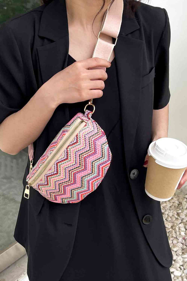 Adored Chevron Straw Sling Bag - Angel's Dream