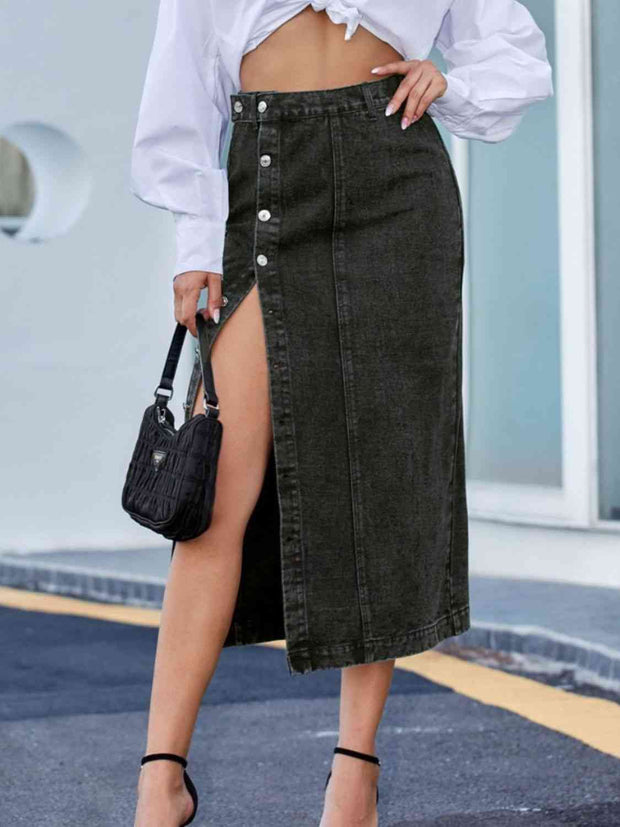 Button Down Denim Skirt - Angel's Dream