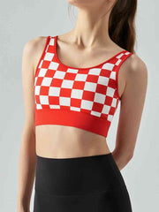 Round Neck Plaid Cropped Sports Tank Top - Angel's Dream