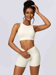 Cutout Cropped Sport Tank and Shorts Set - Angel's Dream