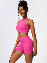 Cutout Cropped Sport Tank and Shorts Set - Angel's Dream