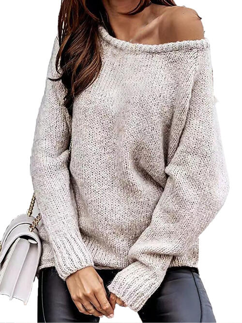 One Shoulder Long Sleeve Sweater - Angel's Dream