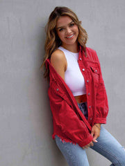 Distressed Drop Shoulder Denim Jacket - Angel's Dream