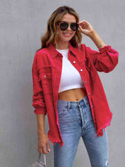 Distressed Drop Shoulder Denim Jacket - Angel's Dream