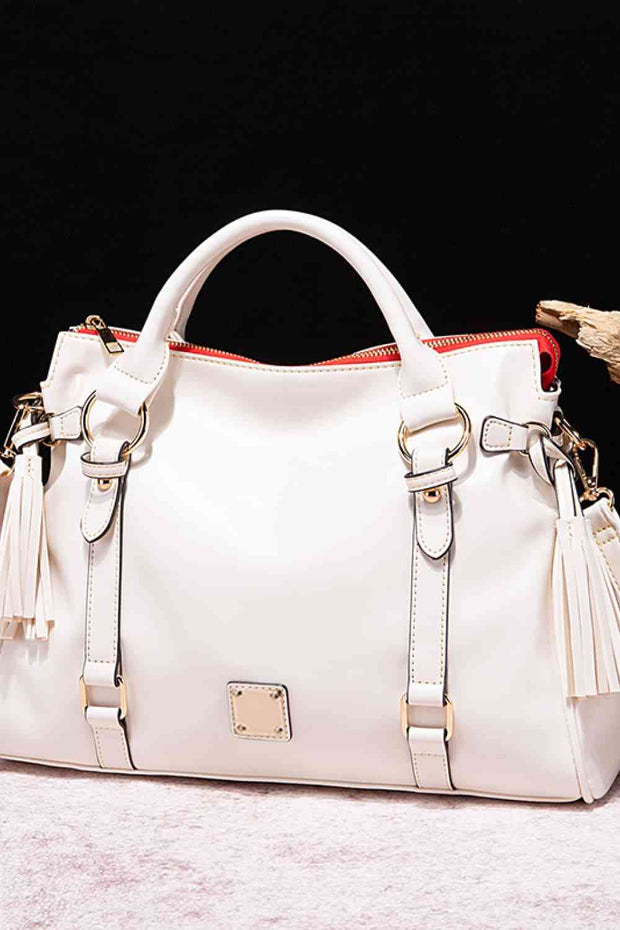 PU Leather Handbag with Tassels - Angel's Dream