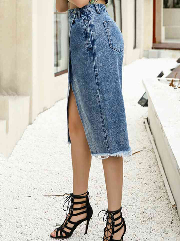 Slit Denim Skirt - Angel's Dream