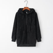 Quarter-Zip Drawstring Teddy Hoodie - Angel's Dream