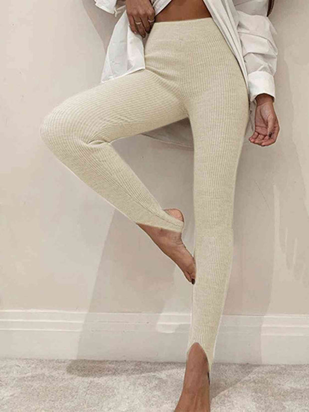 Ribbed Mid Waist Leggings - Angel's Dream