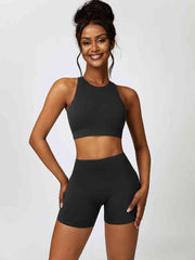 Cutout Cropped Sport Tank and Shorts Set - Angel's Dream