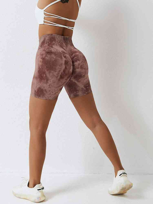 Tie Dye Wide Waistband Slim Fit Sports Shorts - Angel's Dream