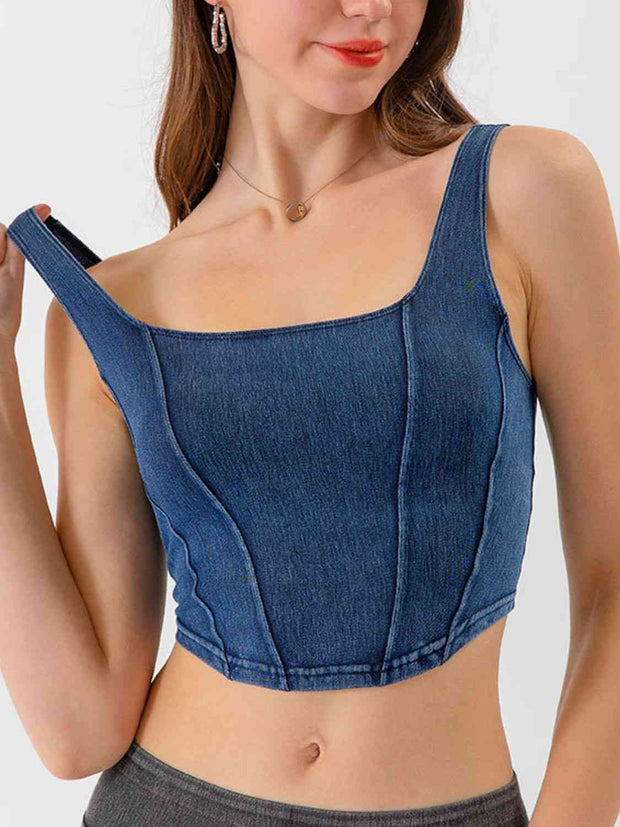 Seam Detail Cropped Denim Tank - Angel's Dream