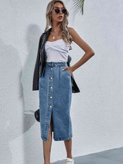 Button Down Denim Skirt - Angel's Dream