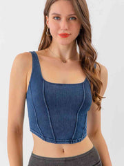 Seam Detail Cropped Denim Tank - Angel's Dream