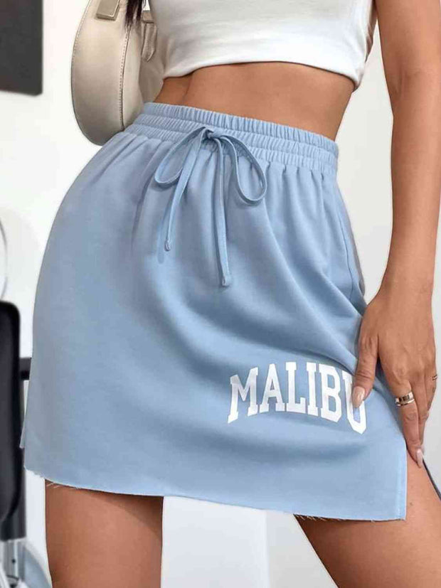 MALIBU Graphic Drawstring Slit Skirt - Angel's Dream