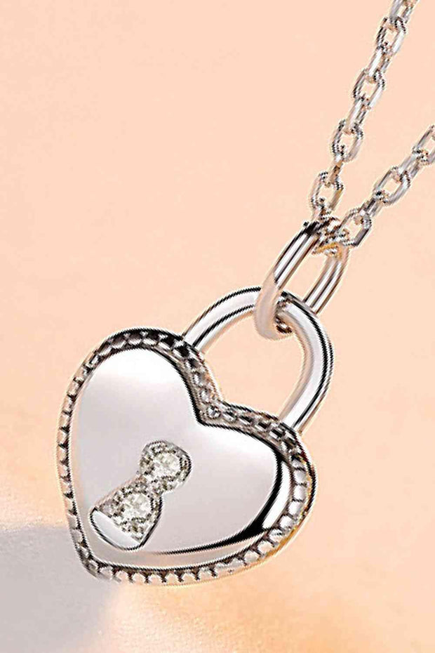 Heart Lock Pendant 925 Sterling Silver Necklace - Angel's Dream