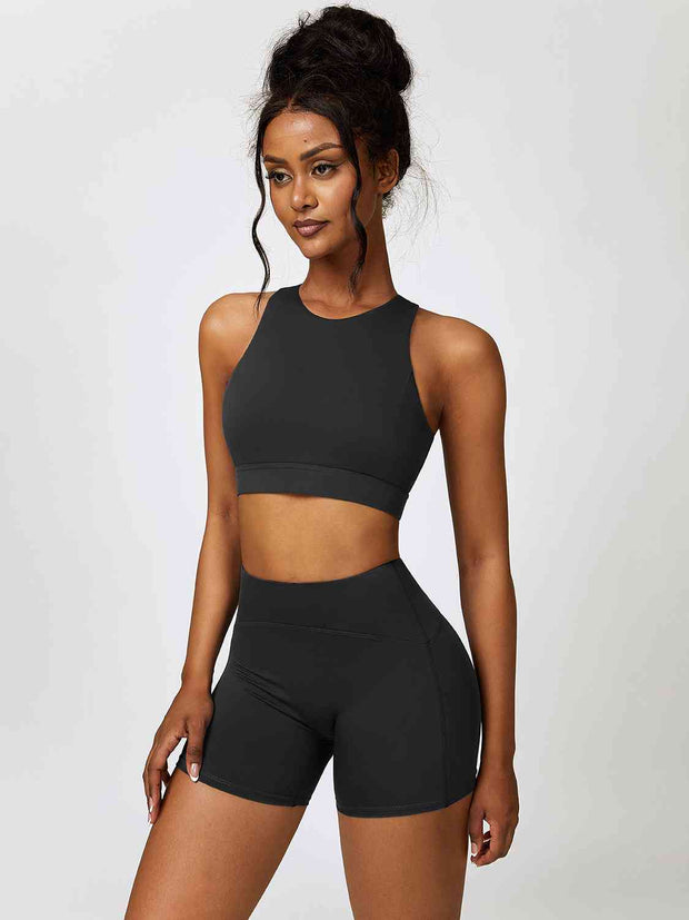 Cutout Cropped Sport Tank and Shorts Set - Angel's Dream