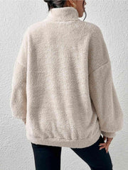 Half Zip Drop Shoulder Sweatshirt with Pocket - Angel's Dream