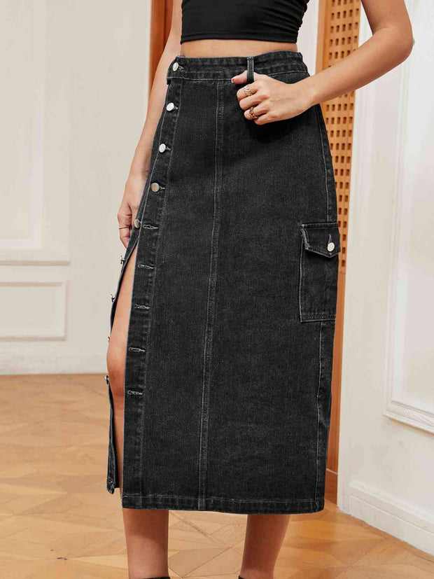 Button Down Denim Skirt - Angel's Dream