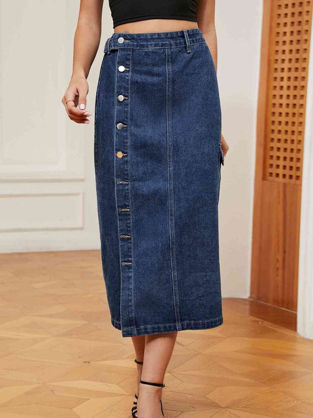 Button Down Denim Skirt - Angel's Dream