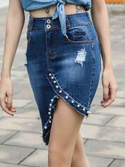 Full Size Buttoned Denim Skirt - Angel's Dream