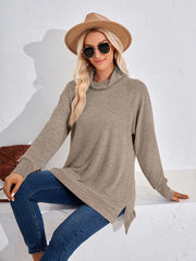 Contrast Mock Neck Long Sleeve T-Shirt - Angel's Dream