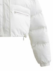 Snap and Zip Closure Drawstring Cropped Winter Coat - Angel's Dream