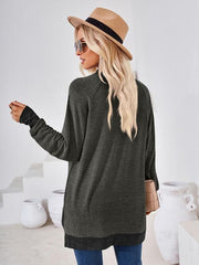 Contrast Mock Neck Long Sleeve T-Shirt - Angel's Dream