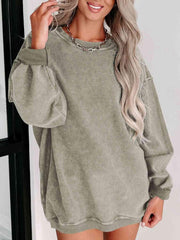 Round Neck Dropped Shoulder Sweatshirt - Angel's Dream