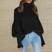 Turtleneck Lantern Sleeve Dropped Shoulder Sweater - Angel's Dream