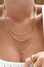 Stainless Steel 18K Gold-Plated Triple Layer Necklace - Angel's Dream