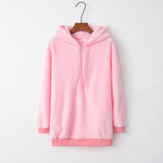 Quarter-Zip Drawstring Teddy Hoodie - Angel's Dream