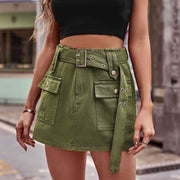 Belted Denim Shorts with Pockets - Angel's Dream