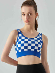 Round Neck Plaid Cropped Sports Tank Top - Angel's Dream