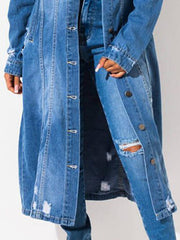 Long Sleeve Raw Hem Denim Jacket - Angel's Dream