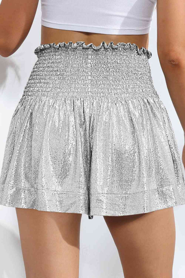 Glitter Smocked High-Waist Shorts - Angel's Dream