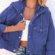 Hooded Dropped Shoulder Denim Jacket - Angel's Dream