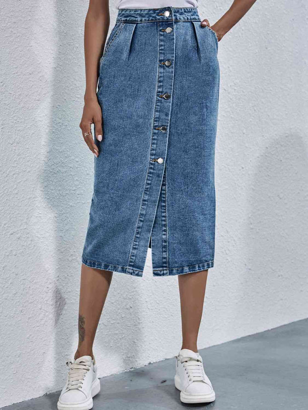 Button Down Denim Skirt - Angel's Dream