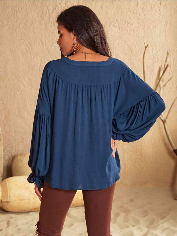 Tie Neck Long Sleeve Blouse - Angel's Dream