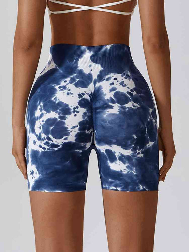 Tie Dye Wide Waistband Slim Fit Sports Shorts - Angel's Dream