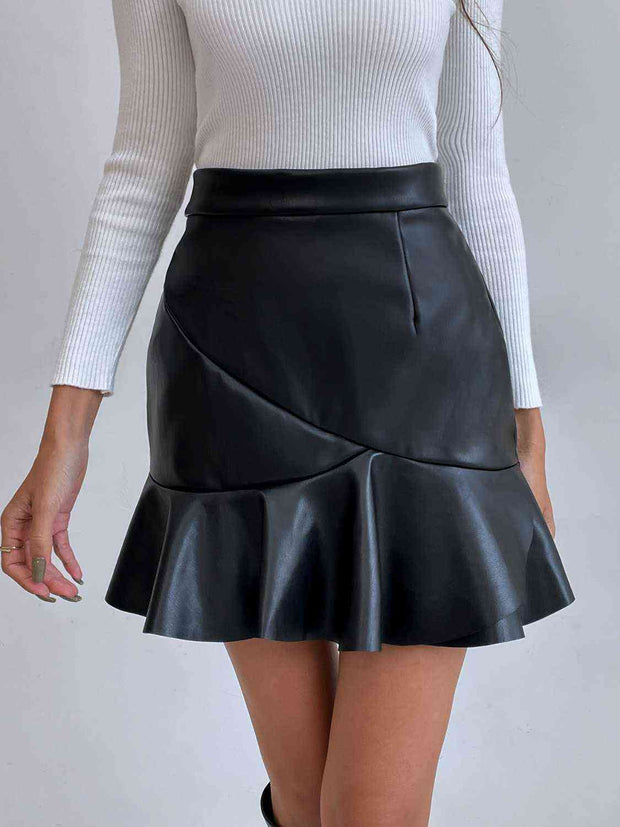 Ruffled PU Mini Skirt - Angel's Dream